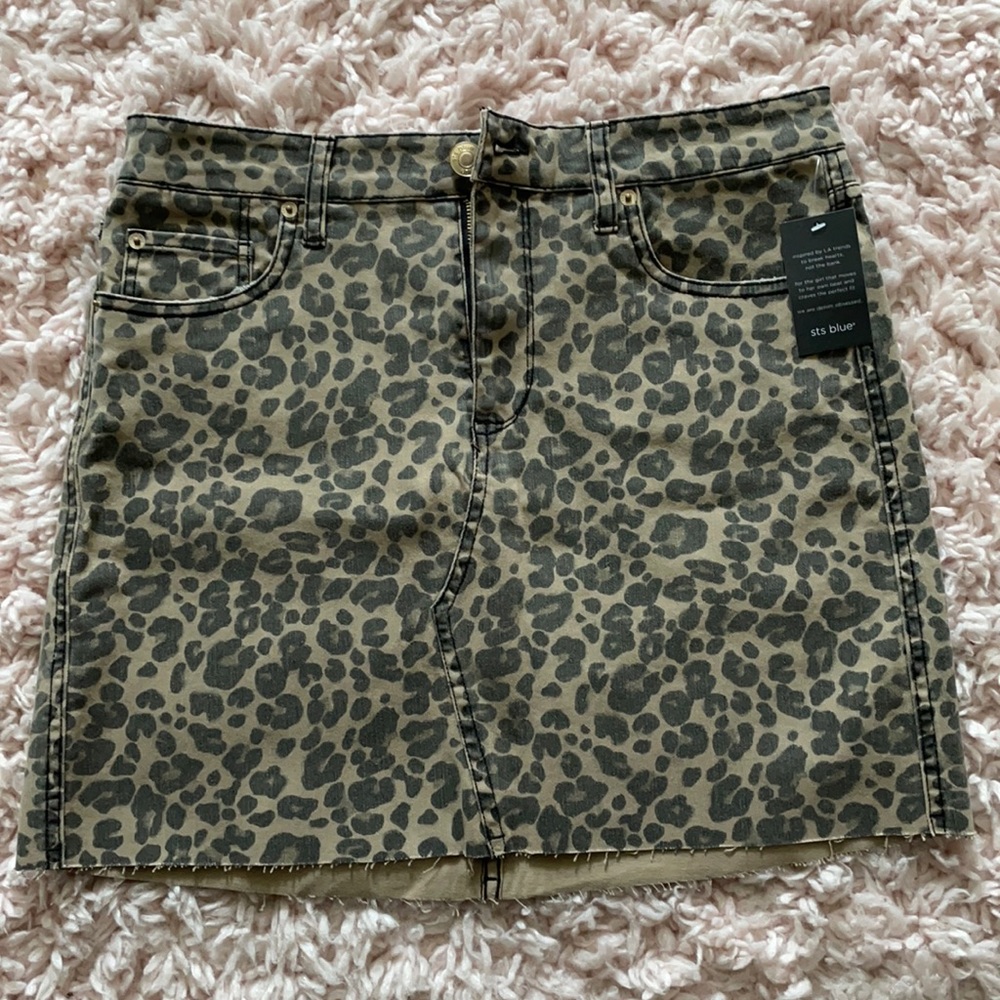 NWT STS blue-  leopard denim skirt